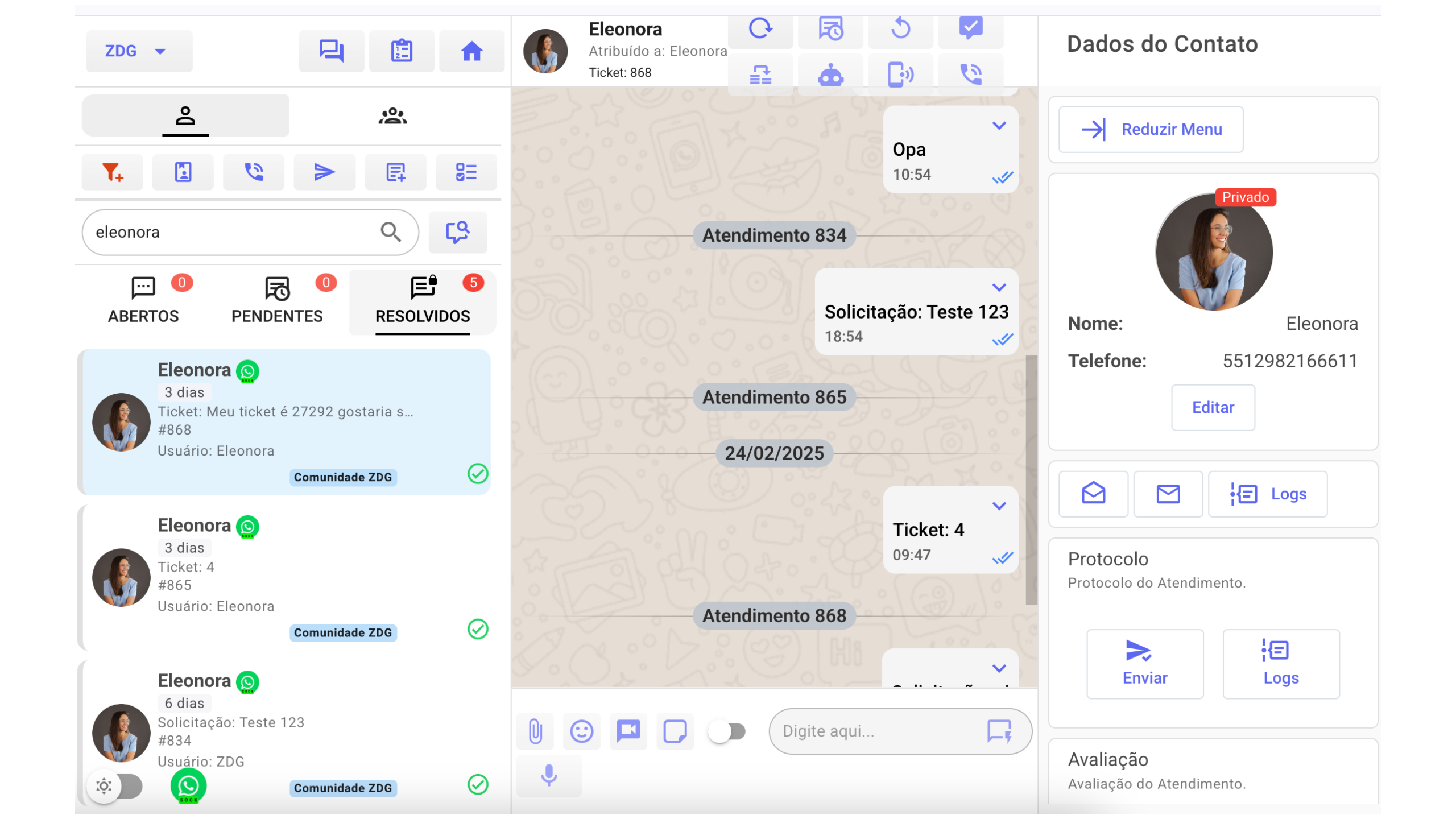 Dashboard Zaptys - Multiatendimento para WhatsApp